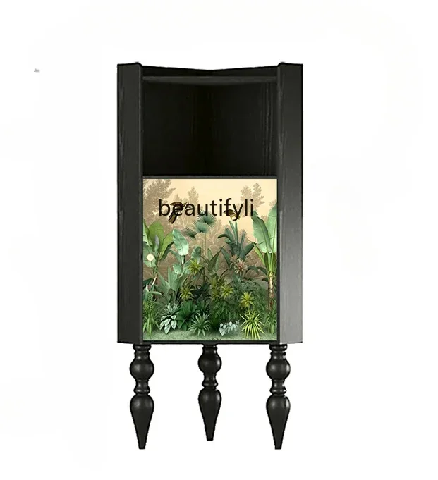 

American rainforest style corner cabinet small apartment storage integrated decorative triangle cabinet living room side cabinet