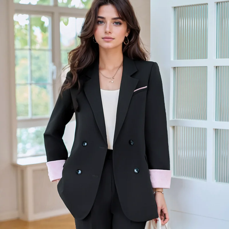 ZJYT Elegant Office Lady Coat Loose Solid Long Sleeve Women\'s Blazers All Matched Casual Jackets Plus Size Outerwears Female New