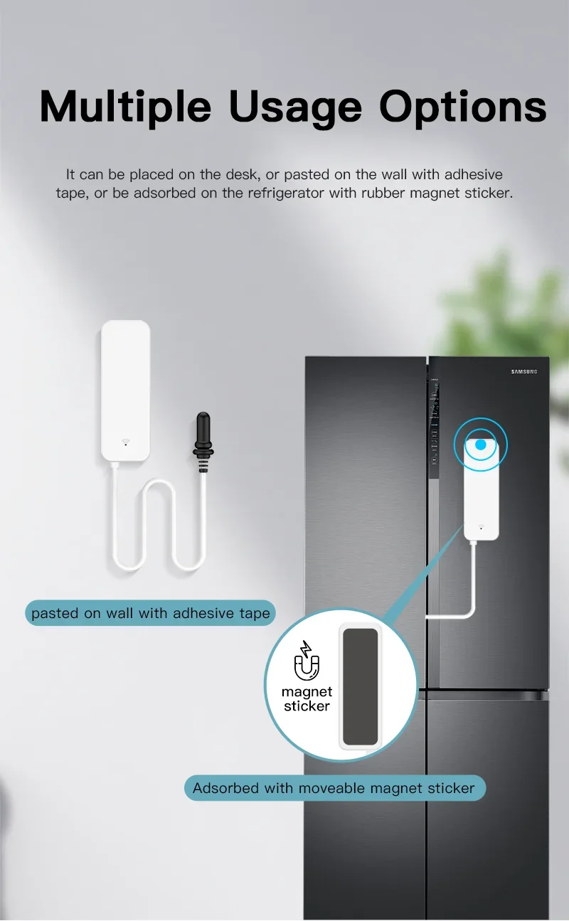 Tuya WiFi مستشعر درجة الحرارة والرطوبة مع مسبار خارجي مقياس الرطوبة اللاسلكي مراقب التطبيق لخزان الأسماك الثلاجة #5