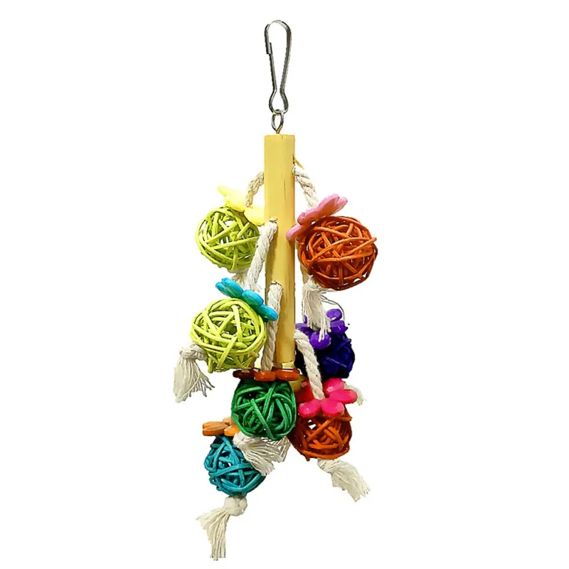 Parrot Toy Colurful Rattan Ball Chewing Hanging Bird Toy Parrot Nest  For A Wide Variety Of Large and Small Parrots and Birds