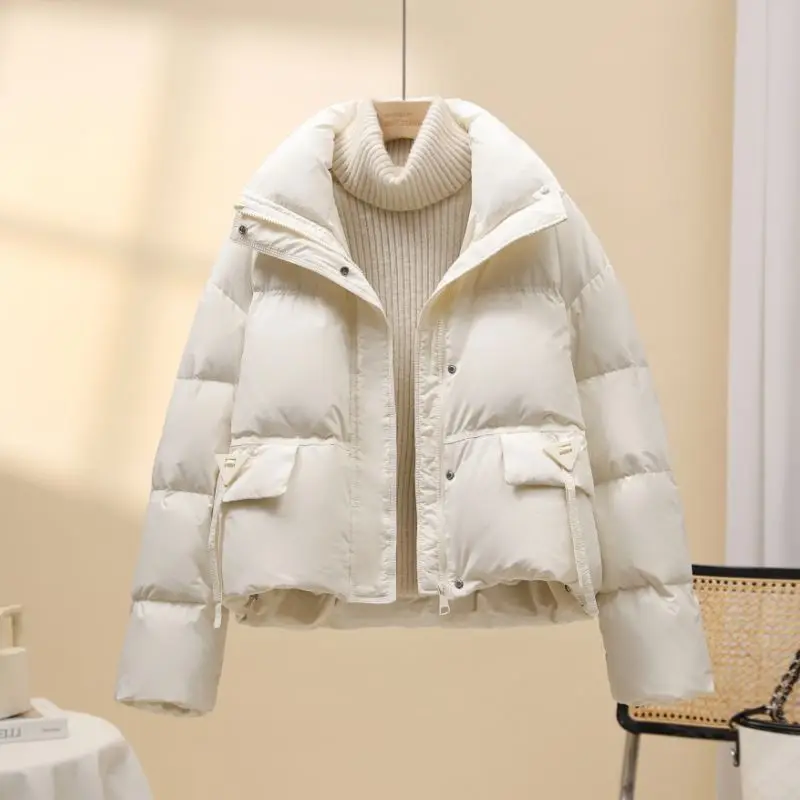 

2024 New Korean Sle down Cotton Jaet Women's ort Loose Faionable Winter Coat Thiened Polyester High Collar Zipper