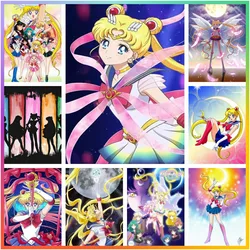 Postać-Sailor Moon Girls Diamond Painting Mosaic Embroidery 5D DIY Art Cross Stitch Drawing Creation Hanging Home Decor New