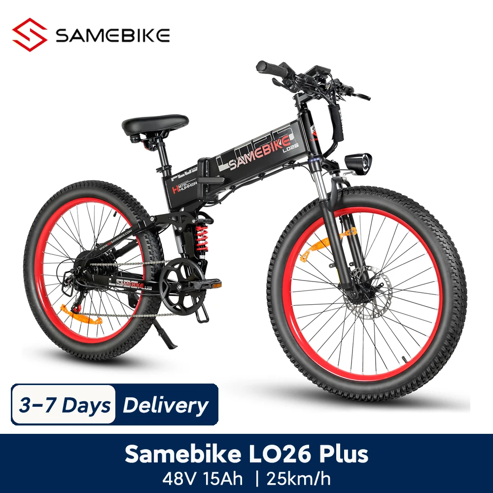 SAMEBIKE LO26 Plus vélo électrique pliant adultes 26 pouces VTT avec batterie amovible 48V 15Ah