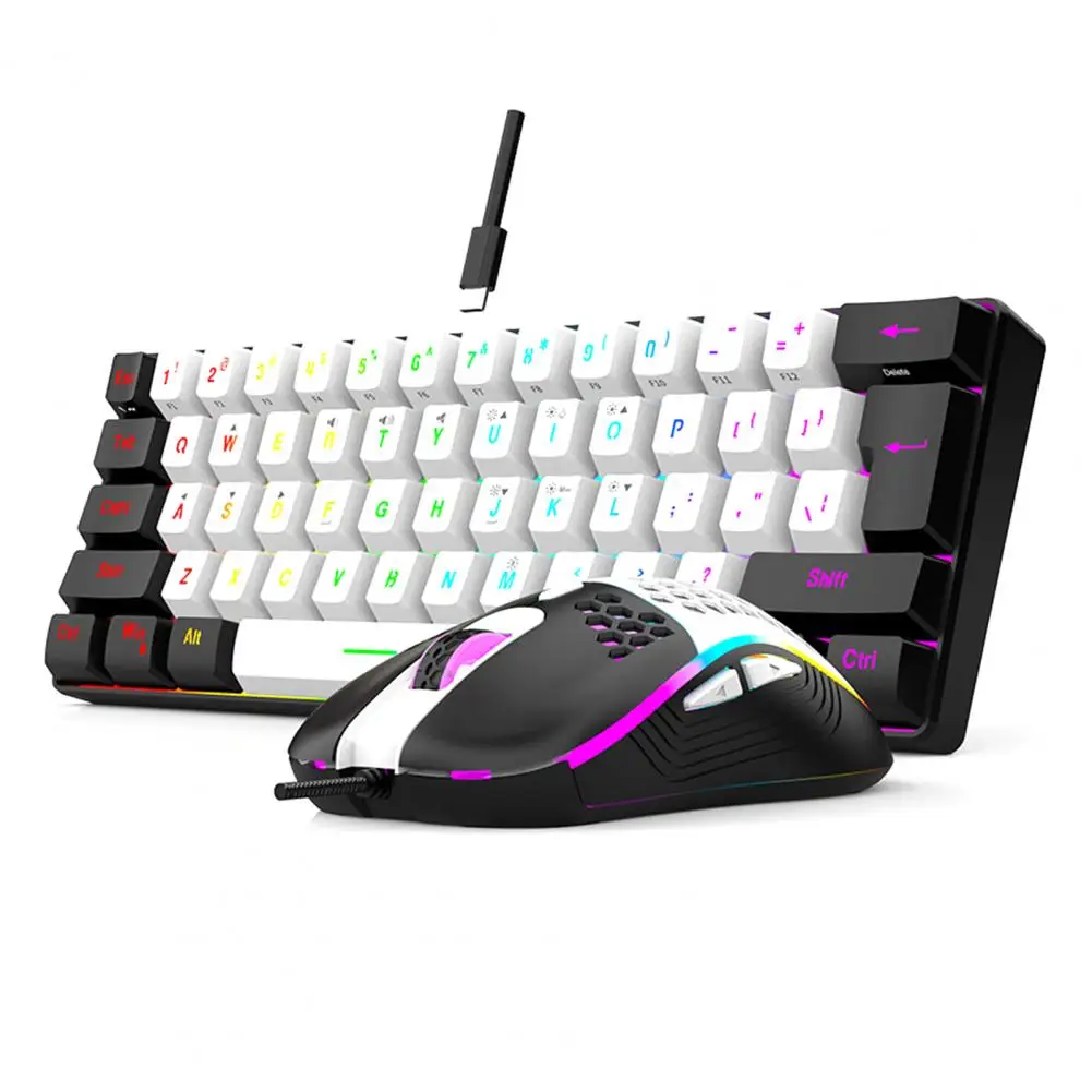 

Игровая механическая клавиатура RGB Механическая игровая клавиатура и мышь с 61-проводной мини-офисный комплект для универсальных геймеров