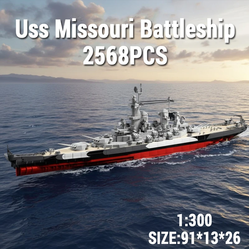 

2568PS Uss Missouri Battleship Model Building Blocks Sets Collection Desktop Ornaments Assembly Ship Bricks Toys For Holiday Gif