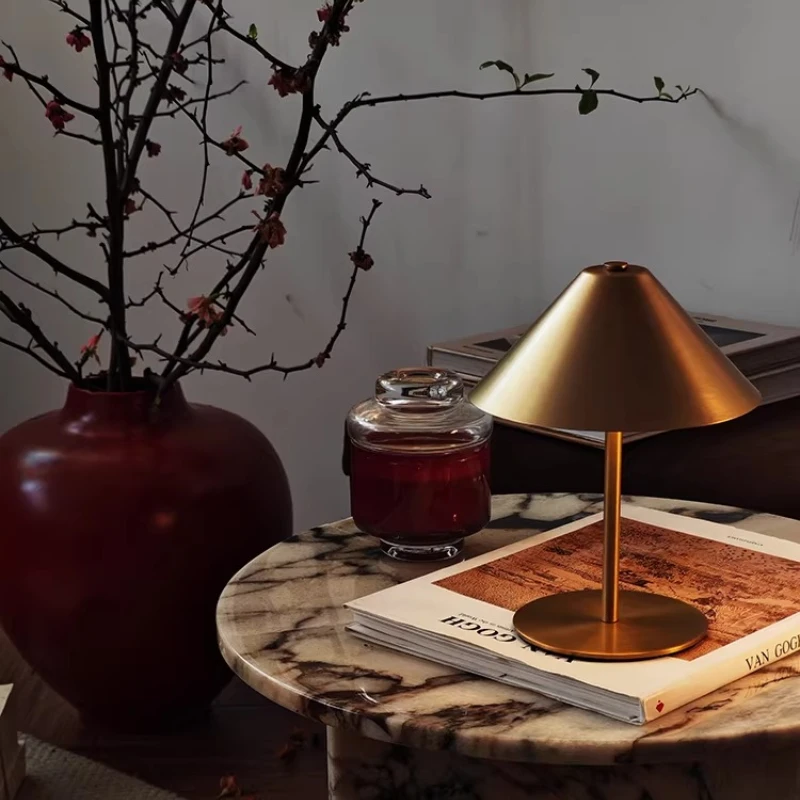 

Mid Century Rechargeable Ambient Light Metal Bedside/Bar Table Lamp Premium Touch Control Night Light Sophisticated Home Decor