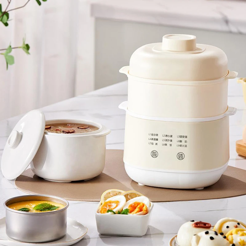 

Mini Electric Ceramic Stew Pot Multi-Function Waterproof Smart Reservation for Dormitory Household Soup Making