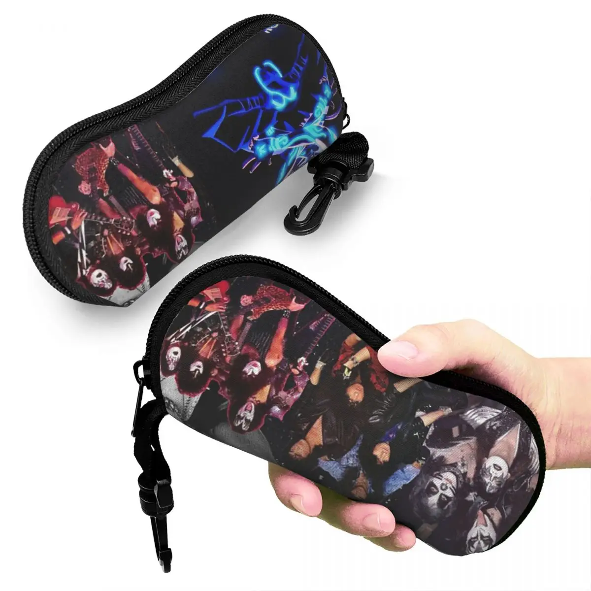 

Heavy Metal Rock Music Band Kiss Shell Glasses Case Portable Sunglasses Box Women Men Soft Eyeglass Bag Pouch