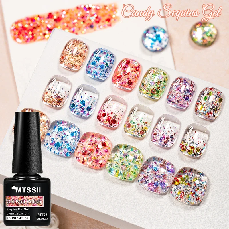 MTSSII グリーンキャンディスパンコールジェルネイルポリッシュキラキラグリッタースパンコールネイルジェルセミパーマネントソークオフアートヴァーニッシュマニキュアデザイン