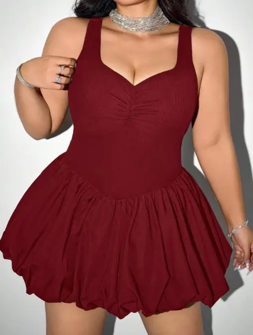 

Sexy Midi Dress Woman V-Neck Sleeveless Waist Cinched Floral Bud Dress for Women Sexy Solid Color Urban A-Line Floral Bud Dress