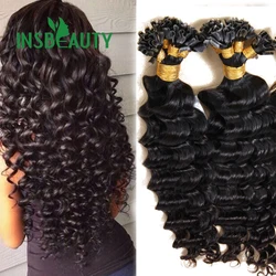 Deep Wave U tip Human Hair Extensions for Black Women Natural Color Nail Tip Hair Extension