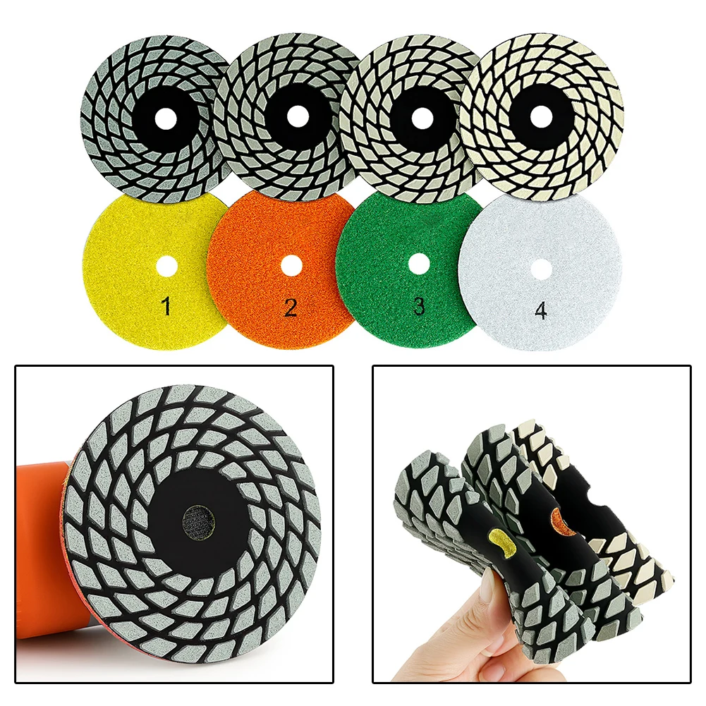1/4 قطعة 4 بوصة 100 مللي متر الرطب الجاف لوحة التلميع مرنة برتقالي القرص جلخ ل الجرانيت حجر الرخام الرملي القرص أدوات الطحن