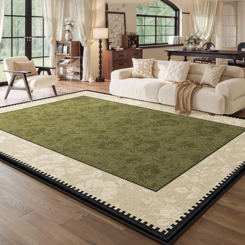 Green Carpet Living Room French Style Vintage Bedroom Rug Bedside Floor Mat Modern Sofa Coffee Table Floor Mat Soft Plush Rug