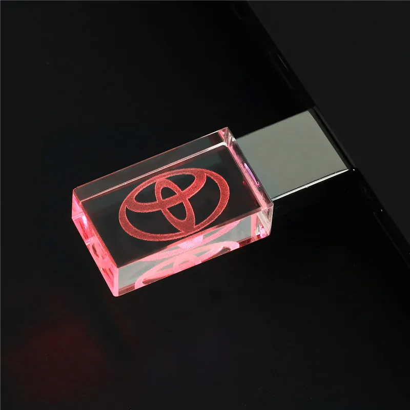 New Car Gift Fashion Crystal USB Flash Drive 128GB with LED Light Memory Stick Free Customized Logo Pen Drive External Storage