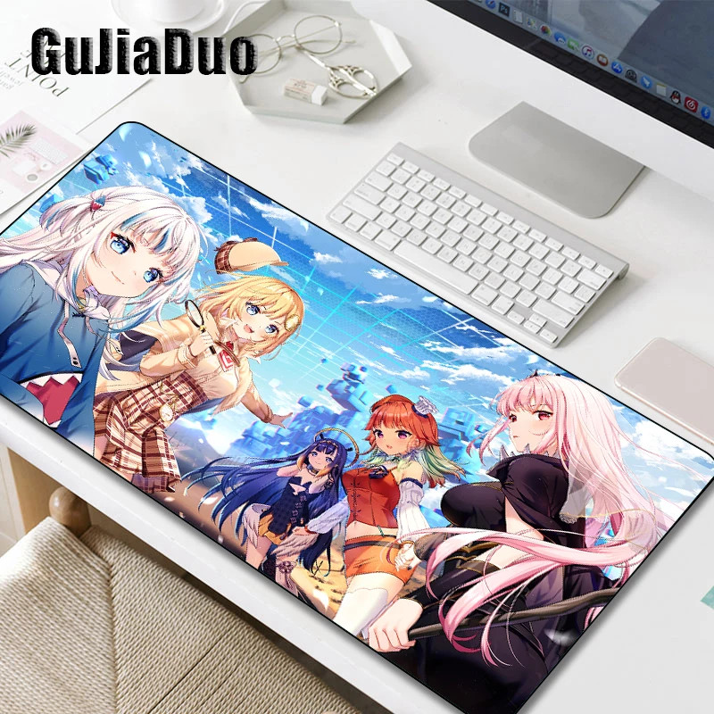 800x300 Gawr Gura Gamer Cartoon Mouse Pad Laptop Table Desk Mat XXL Waterproof Comic Mousepad Anime Stuff Accessories Pc Cushion