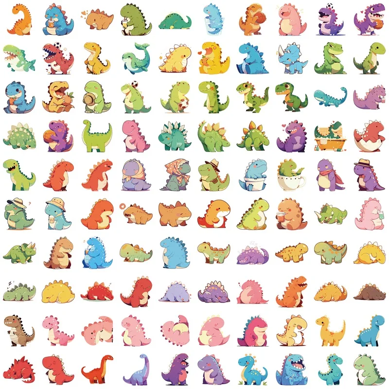10/30/100PCS Colored Dinosaur PVC Sticker Aesthetic Children\'s DIY Decoration Scrapbooking Stationery Hand Accounting Supplies