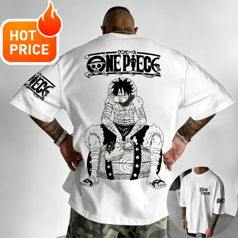 2026 New Hot Summer One Piece Luffy Harajuku Anime Men Summer Vintage T-Shirt Loose Oversized Women Streetwear Unisex Casual Tee
