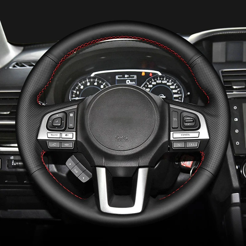 

Car Steering Wheel Cover Black Non-Slip Artificial Leather For Subaru Legacy XV 2015-2017 Outback 2014-2017 Forester 2015-2018