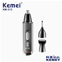 Kemei 3 IN 1 Eyebrows Nose Trimmer Electric Beard Facial Grooming Hair Remover Professional USB Charging Ear Hair Shaver KM-313