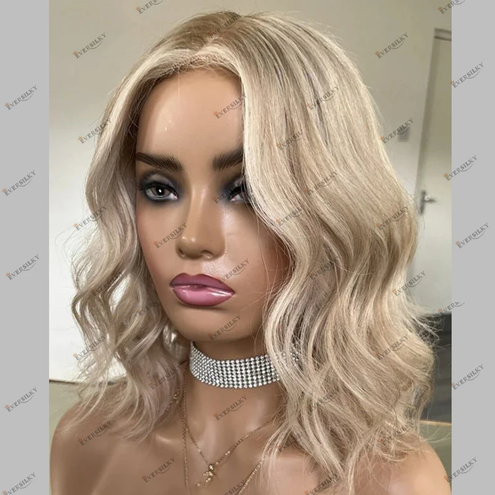 

100% Human Hair Ash Blonde Balayage Wavy 13x6 Lace Front Wigs for Black Women Remy Peruvian Hair Transparent Lace Natural Blonde