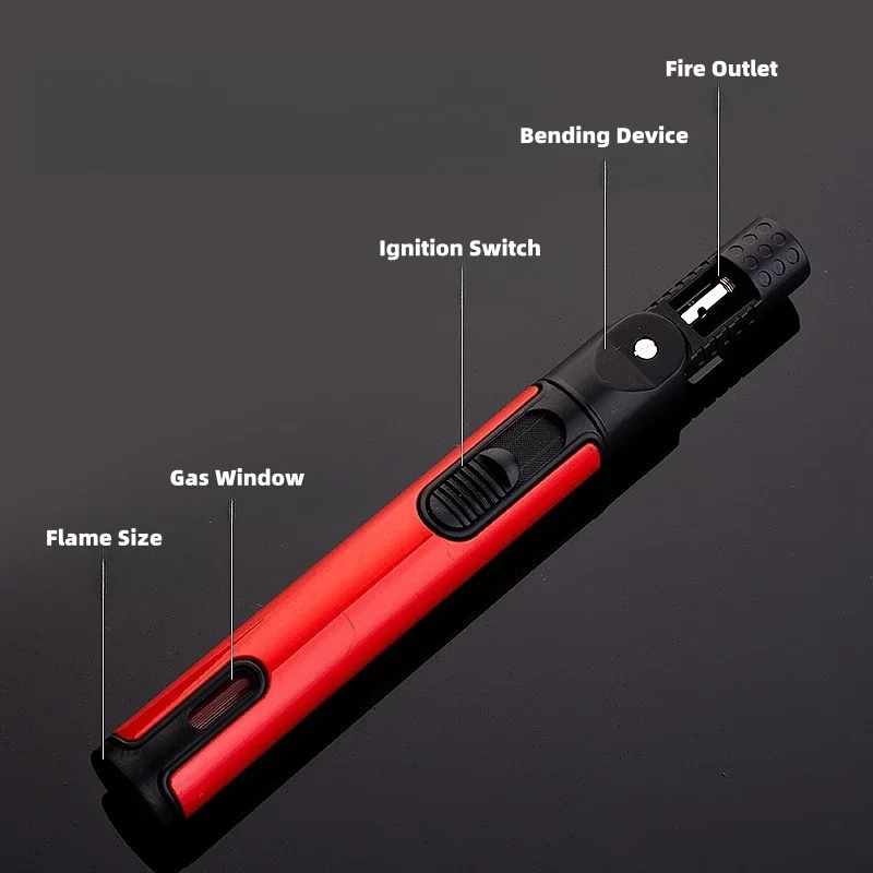 Metal Windproof Jet Flame Inflatable Lighter With Visible Air Window Windproof Outdoor Barbecue Kitchen Cigar Smoking Tool