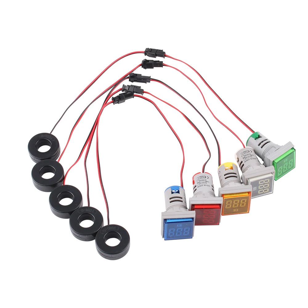 Square Display AC power meter Used For Line Measurement Value Display LED Indicator KW Light Signal Simulation 0-100kw