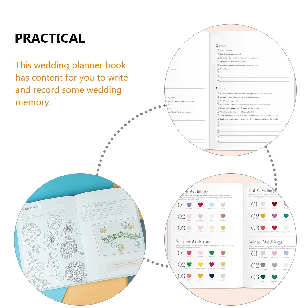 Imagem -04 - Livro de Casamento para a Noiva Bloco de Notas para Planejamento e Diário Planejador Portátil Presente da Noiva Papel 21x15x25cm
