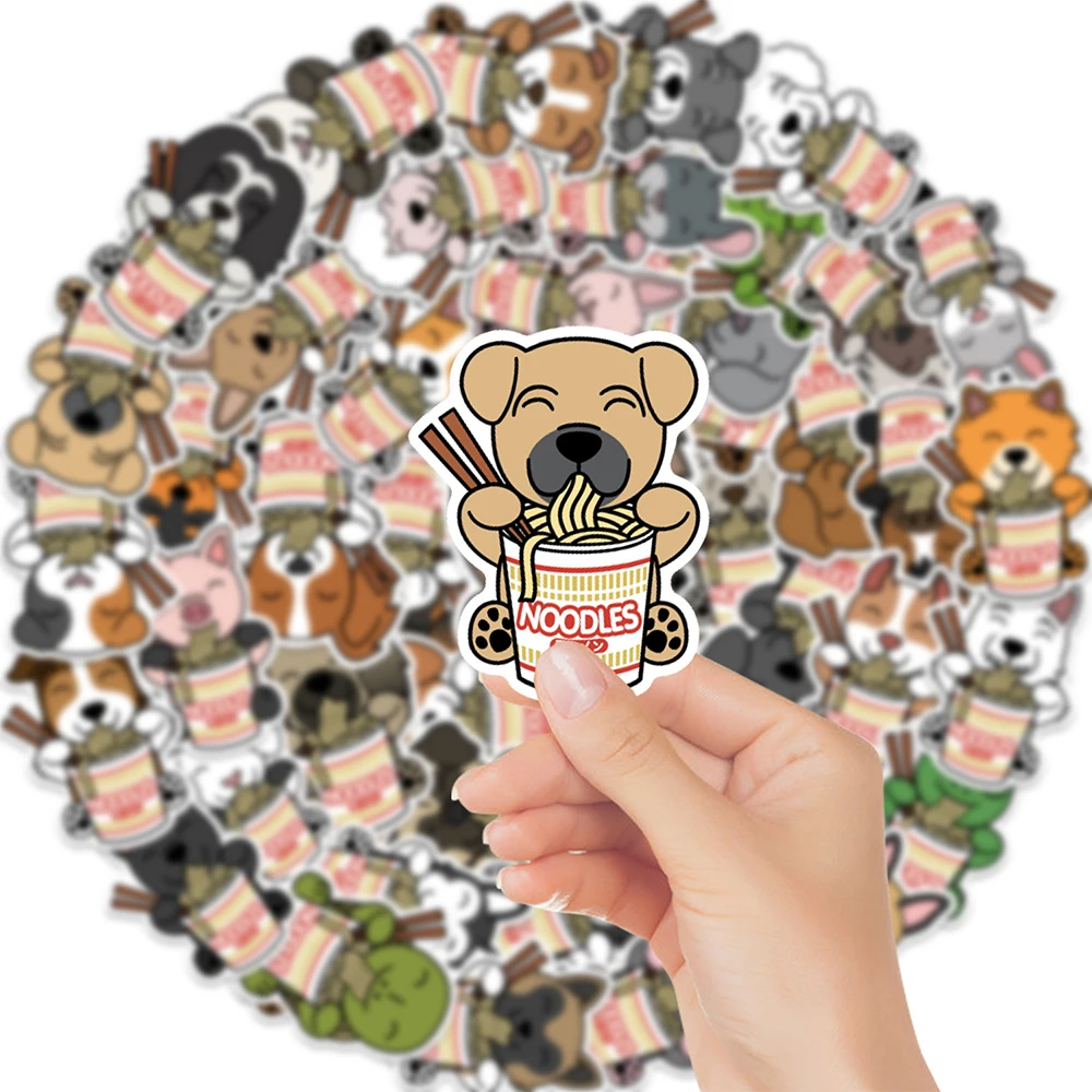 

10/30/51pcs Funny Animals Eat Instant Noodles Stickers Cute Cartoon Sticker Water Bottle Phone Notebook Classic Kids Toy Decals