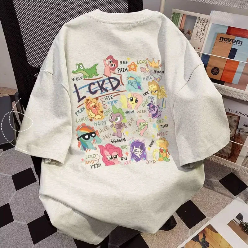 

American ins personality street retro printed cartoon short-sleeved T-shirt men's summer hiphop heavy loose half-sleeved top