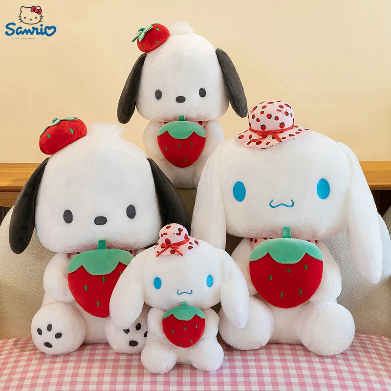 

Sanrio 2024 новая милая клубника Cinnamoroll, большая плюшевая игрушка 65 см, кукла Pochacco, подушка, украшение, Рождественский подарок