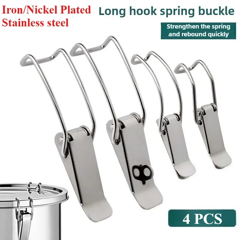 Maosu 4pcs Lron Hasp Lock Spring Metal Box Locking Long Toggle Catch Loaded Hinges Furniture Hardware Accessories