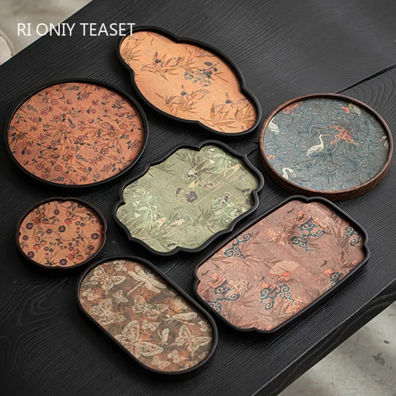 Chinese Retro Bamboo Tea Tray Household Pot Bearing Coaster Dried Fruit Tray Storage Insulated Tea Set Storage Tray Decoration