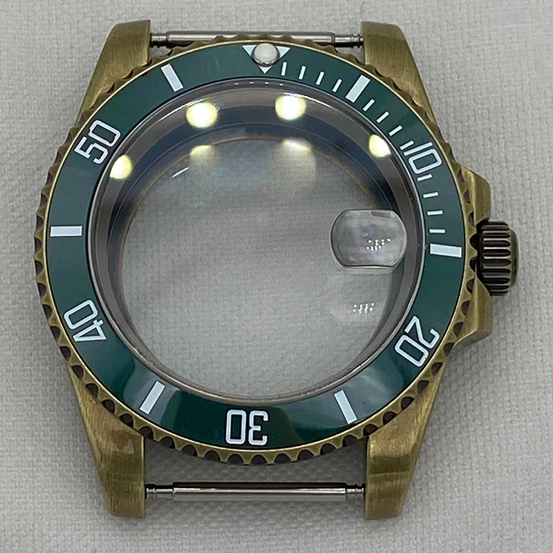Bronze 40mm nh36 casos de relógio aço inoxidável para seiko nh34 nh35 nh36 movimento 28.5mm dial vidro safira sub caso estilo design