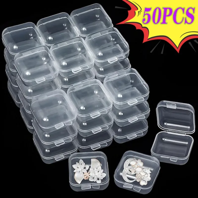 

Wholesale Mini Square Storage Box Transparent Plastic Clear Flip Cover Small Case Pill Jewelry Earrings Dustproof Storage Pack