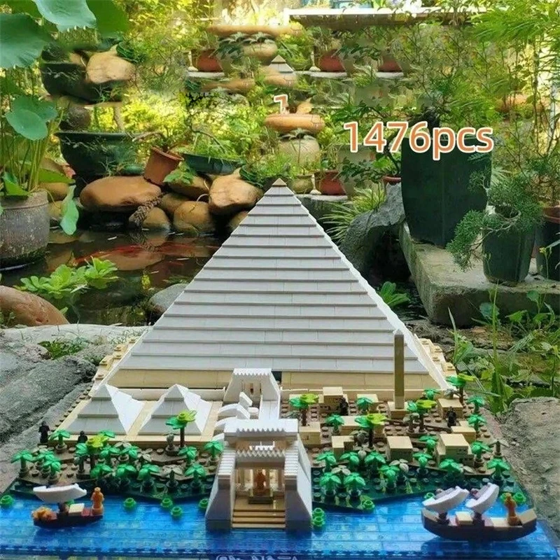 In Stock 1476pcs The Great Pyramid of Giza Building Blocks Famous Model City Architecture Street View Bricks Set Toys Gift