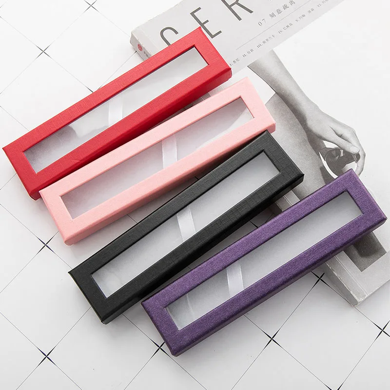 

10Pcs Business Paper Pen Box With Window Pen Case For Packaging Promotional Items Kids Birthday Pencil Gift Wrapping Boxes