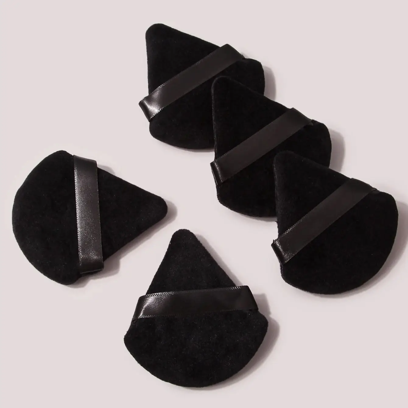 5Pcs Black Triangle Powder Puff For Loose Powder Liquid Cosmetic Soft Plush Powder Puff Makeup Foundation Puff Makeup Tool