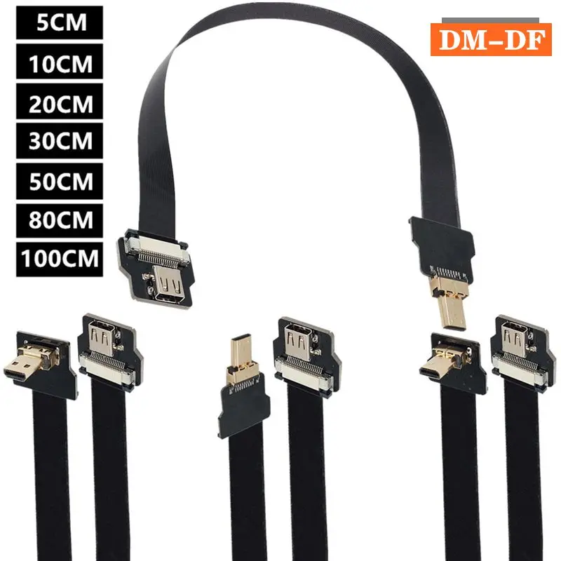 PV Aerial Photography Line Pan Tilt FPV Dedicated Micro HDMI Compatible M/M F/F D Male To D Female Elbow Flexible Cable