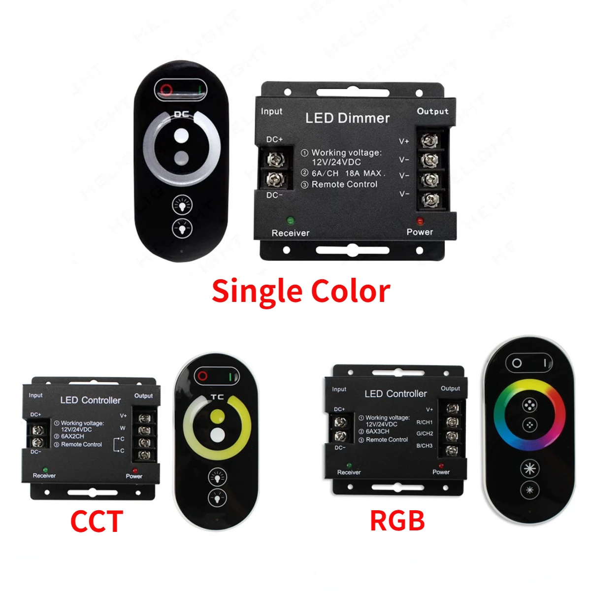 DC12-24V LED Strip Light RF Touch Remote Controller Dimmer 12A 18A dla 3528 5050 SMD COB CCT RGB Tape Lights Adjust Brightness