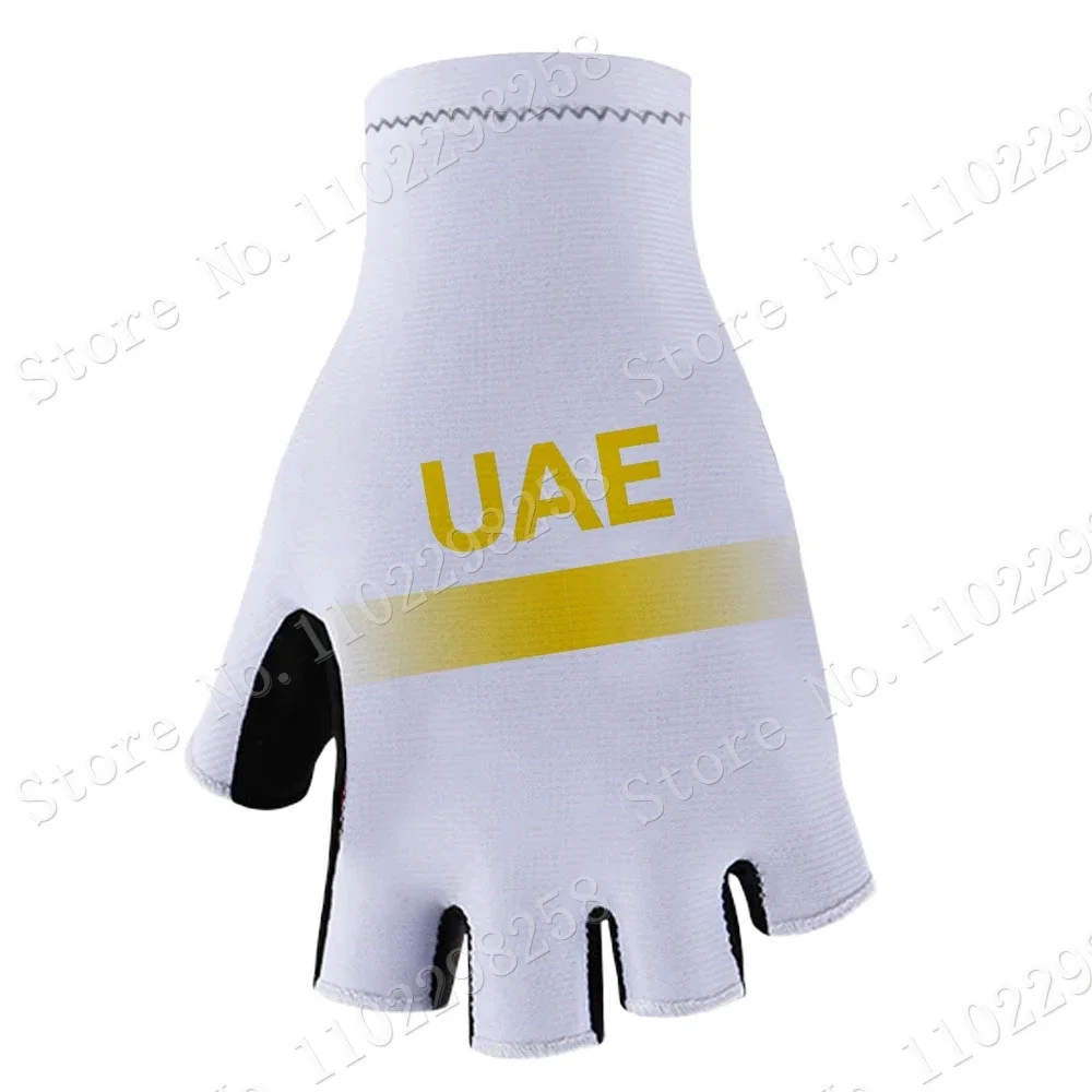 UAE Team Cycling Gloves 2023 White Bicycle Half Finger Glove One Pair Size M-XL Gant Cyclisme