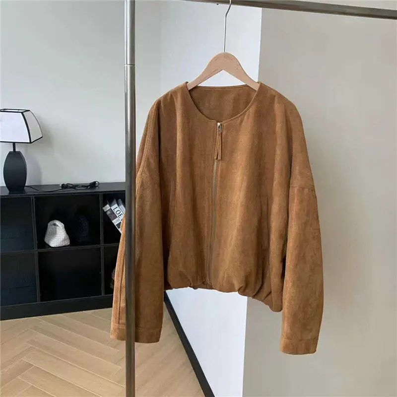 

Deerskin velvet pumpkin jacket women's 2025 autumn and winter high sense fashion versatile and thin short jacket