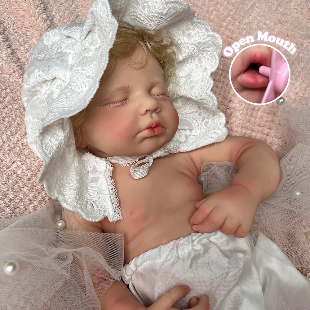 

50cm Blond Curly Baby Full Body Silicone Reborn with Pacifier for Depression & Loneliness Support Collection Toy