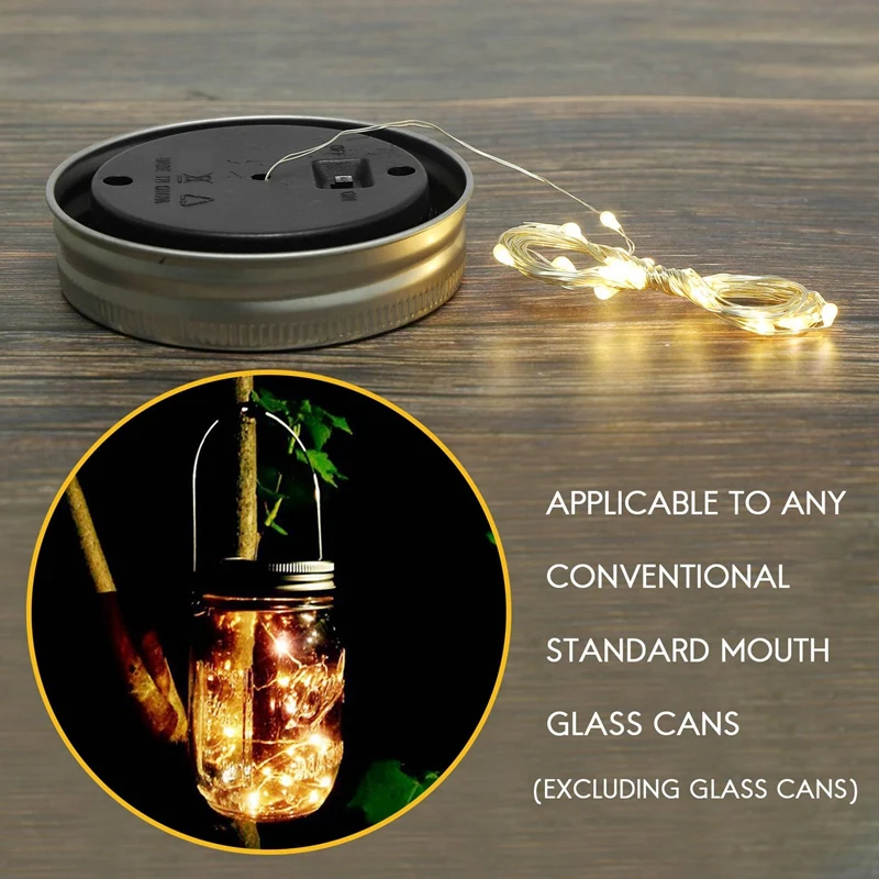 Solar Jar Lid Lights, 6 Pack 20 Led String Fairy Star Firefly Jar Lids Lights,6 Hangers Included(Jars Not Included), Patio Garde