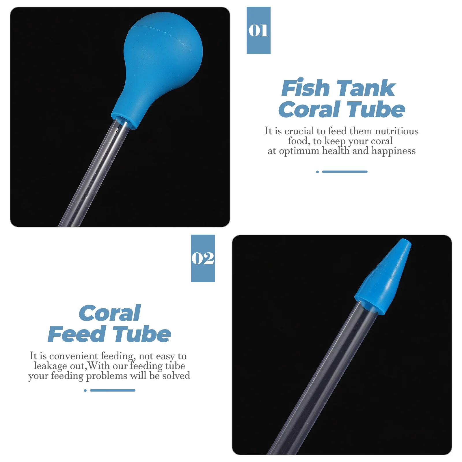 

2pcs Silicone Feeder Tube Durable Soft Feeding Tool Strong Suction For Aquarium Coral Food Delivery Coral Feed Tube