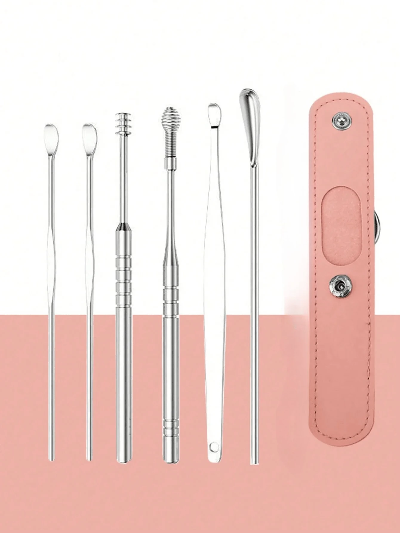 Ear Cleaning Tool Stainless Steel Ear Pick Kit &1Pc Storage Bag Earwax Remover Tool Ear Cleaner Ear Cleaner Wax Removal