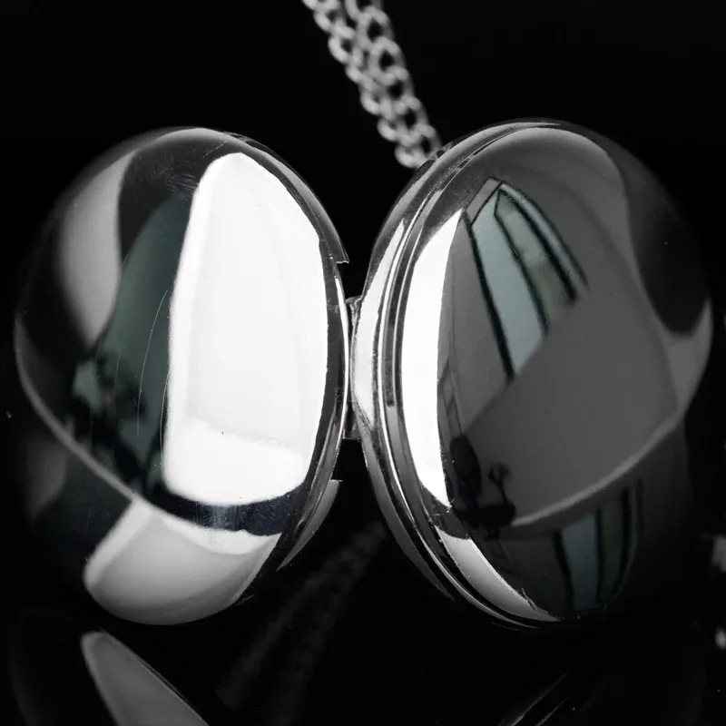 Classical Silver Polish Quartz Men Pocket Watch Pendant Chain Smooth Pocket Watches for Women Men Relogio De Bolso Gift