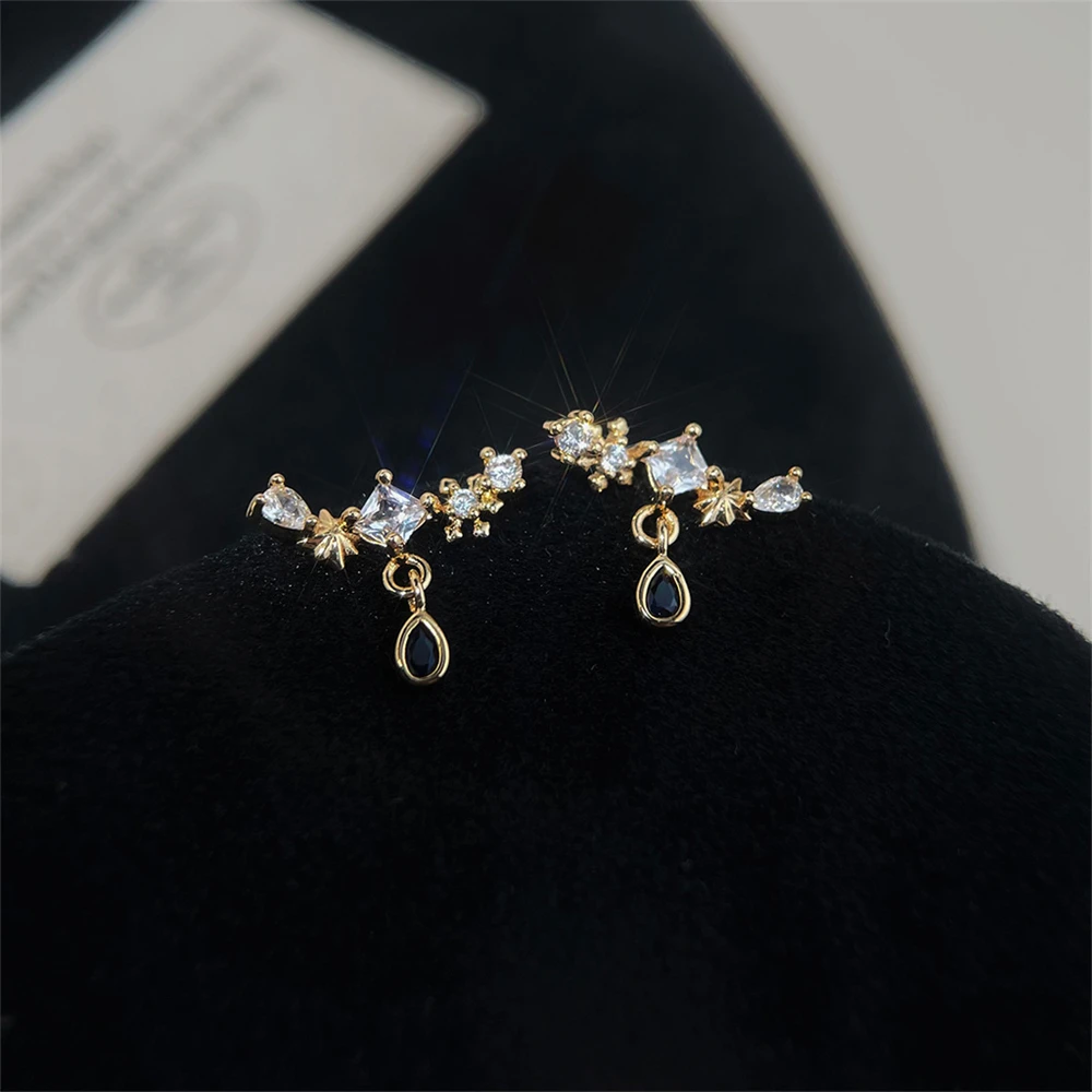 

S925 Серебряная игла Синий Каплевидный Циркон Эльф Слезы Шпильки Женские Минималистичные Нишевые Нежные Ювелирные Изделия