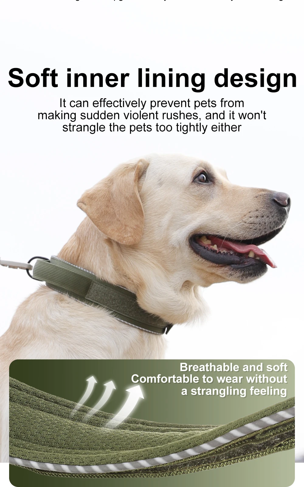Taktisches Hundehalsband, verstellbares Hundehalsband für mittelgroße und große Hunde, Golden Retriever-Halsband mit Kontrollgriff, hochwertige Schnalle. – Detail 7