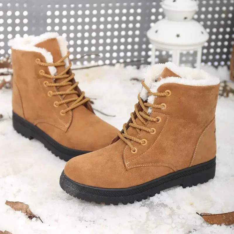 Women's Boots Winter Boots With Fur Low Heels Snow Boots Ankle Bota Feminina Platform Booties For Women Winter Shoes Heeled 2024