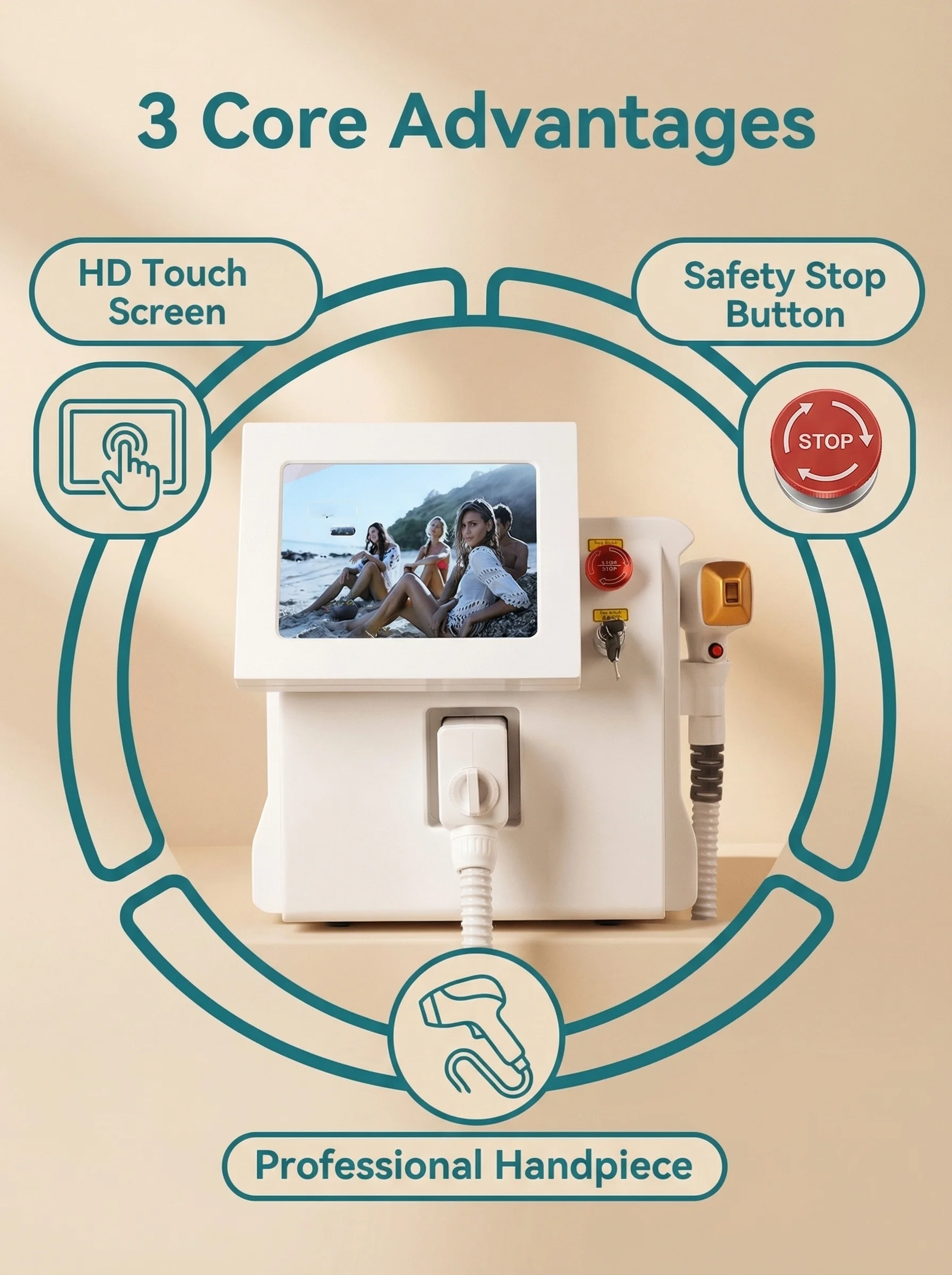 

Профессиональный диодный лазер для удаления волос 2025 года, 3 длины волны, высокая мощность, александритовый лазер 755 нм, 808 нм, 1064 нм, настраиваемый для салонов